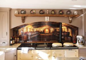 tiles mural behind aga