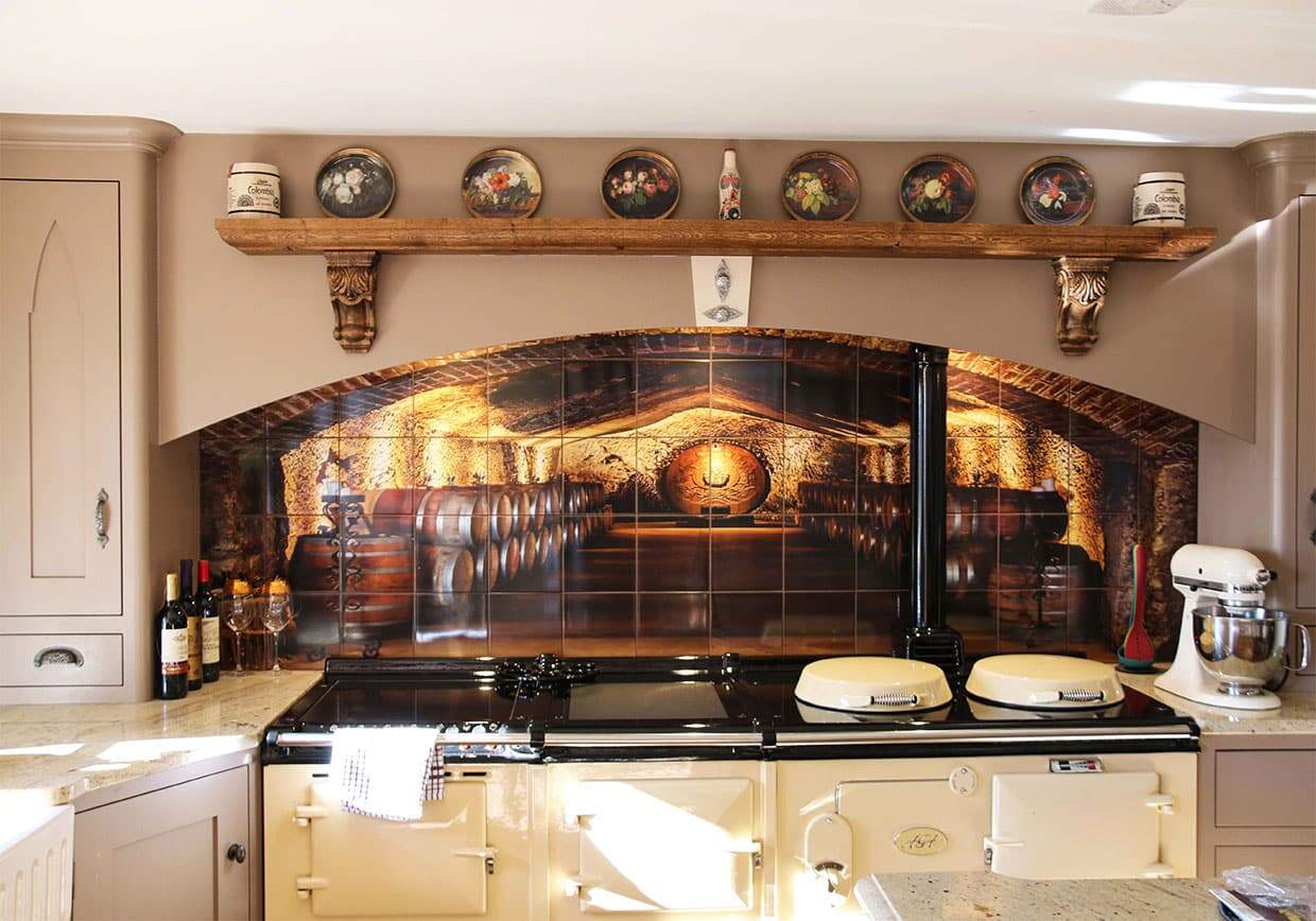 tiles mural behind aga