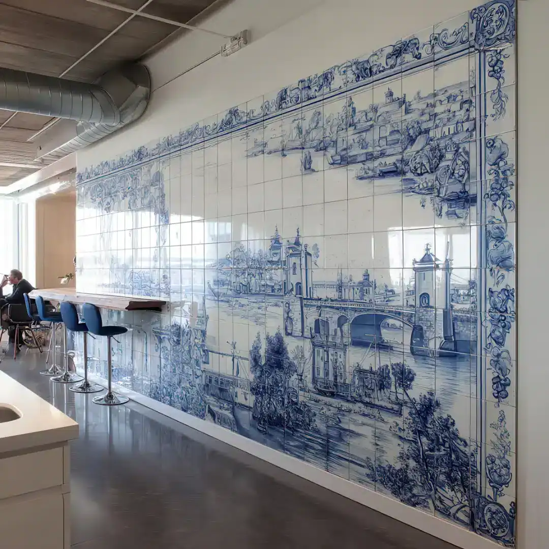 Delft tile mural