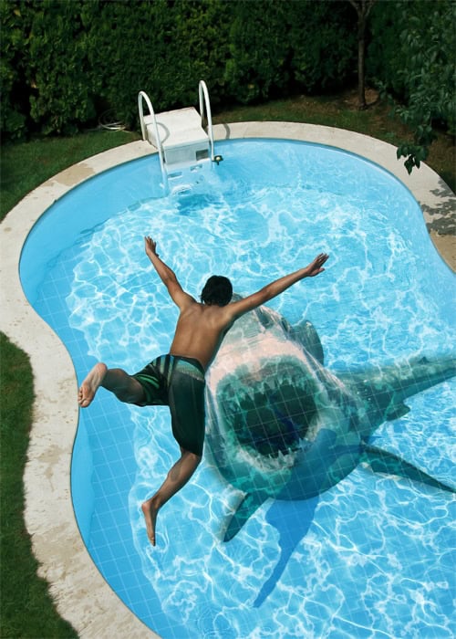 swimming pool shark 3d tiles